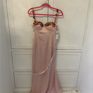 Elegant Pink Floral Embellished Dress